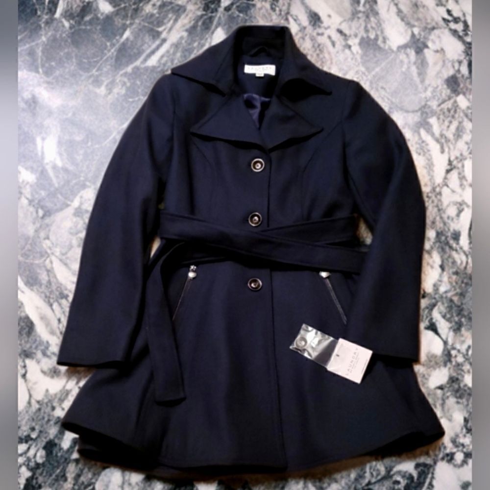 NWT Laundry by Shelli SegalDouble-Breasted Skirted Peacoat